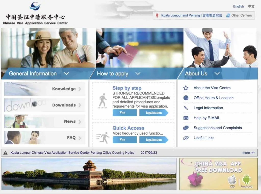 China visa application in Malaysia